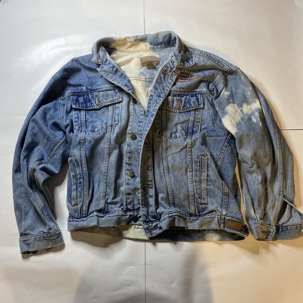 GEAR‎ for Sports Blue Jean Denim Jacket Size L Embroidered Long Beach Brewery